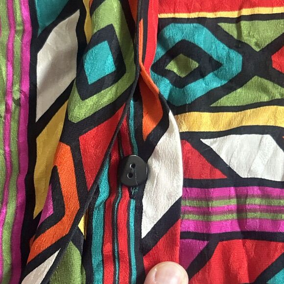 Adrianna Papell Shirt Womens 4 Vintage Retro 100% Silk 80’s Short Sleeve Button - Picture 5 of 7